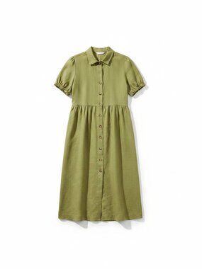 🌿 Aritzia Wilfred "Écoulement" 100% Linen Midi Shirt Dress 🌿